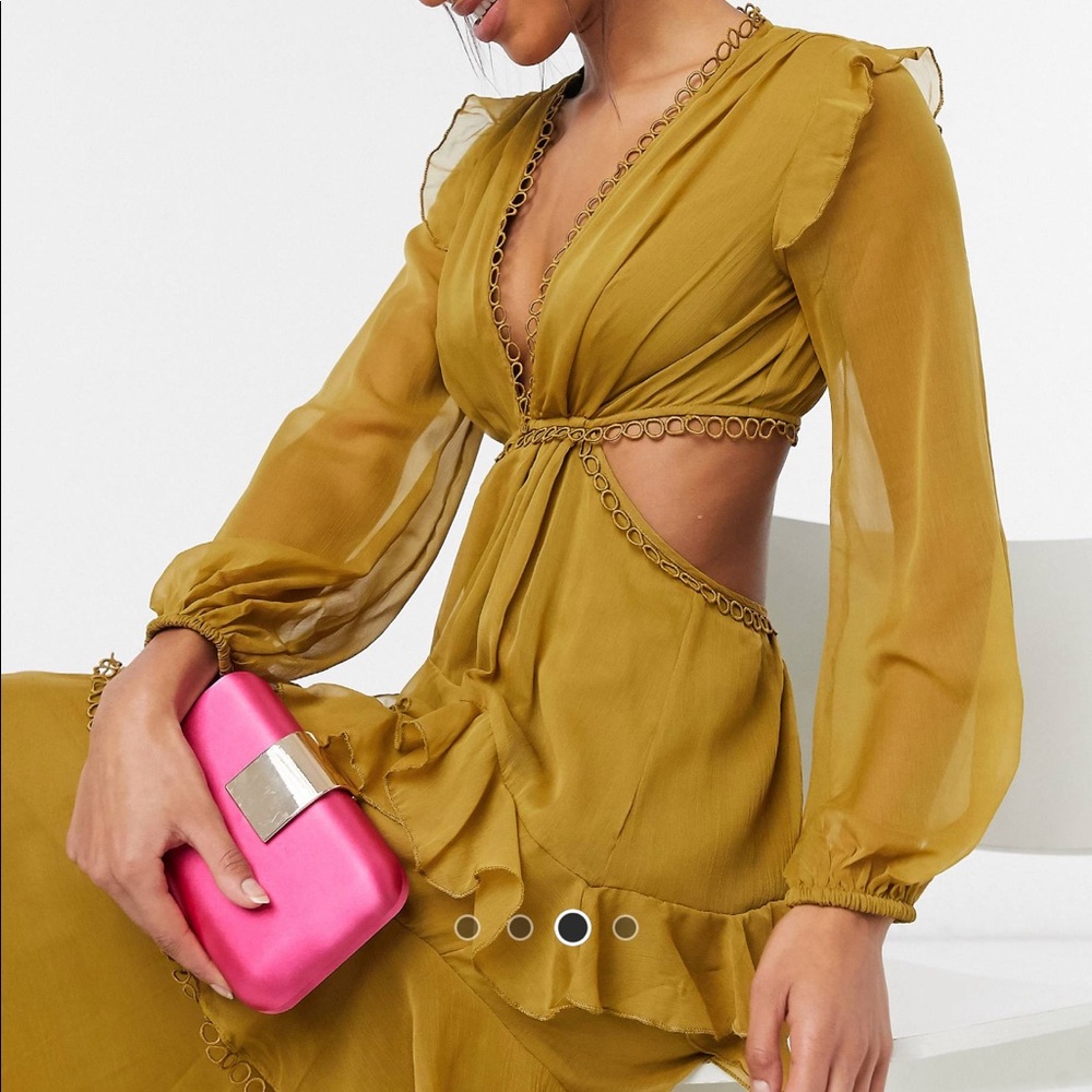 ASOS Mustard Yellow Dress with cut-out